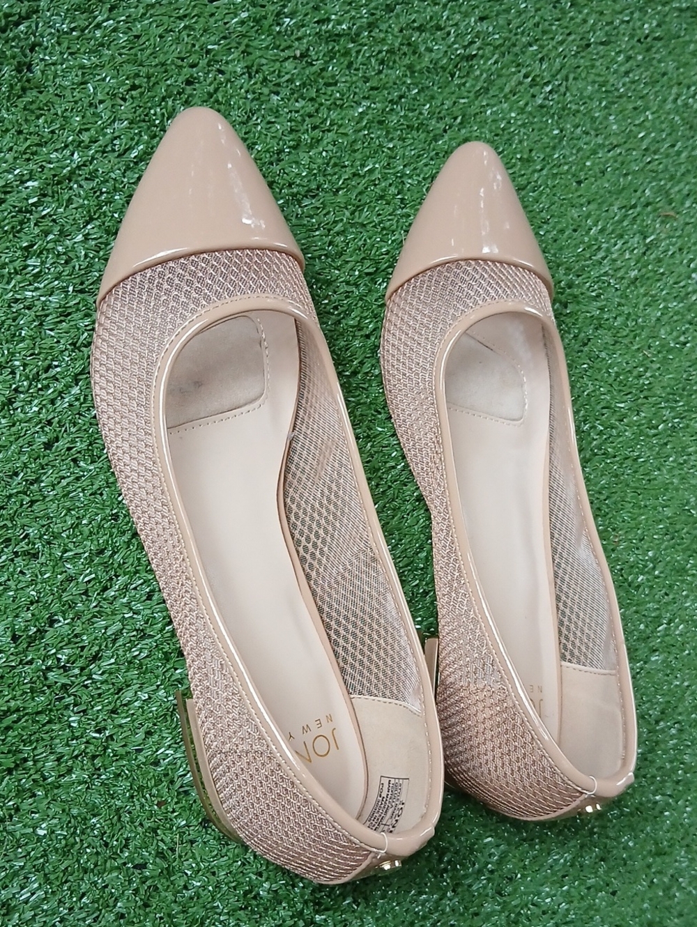 😍Jones New York Blush Patent & Mesh Pointed Toe Flats Size 7.5 Or 8